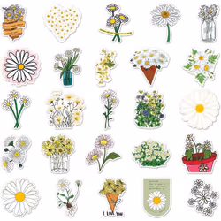 50pcs Daisy Flower Stickers Waterproof Vinyl Stickers Cute Funny Stickers for Laptop Tablet Phone Hydroflasks Water Bottle Bike Luggage Computer