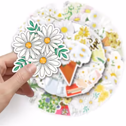 50pcs Daisy Flower Stickers Waterproof Vinyl Stickers Cute Funny Stickers for Laptop Tablet Phone Hydroflasks Water Bottle Bike Luggage Computer
