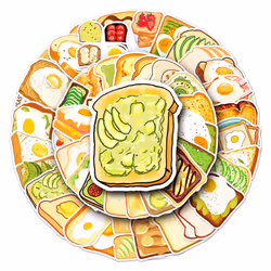50pcs Different Toast Stickers Waterproof Vinyl Stickers Cute Funny Stickers for Laptop Tablet Phone Hydroflasks Water Bottle ...