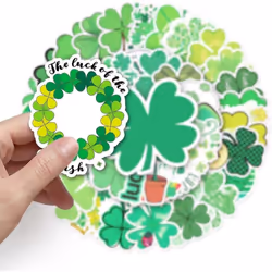 50pcs Lucky Clover stickers Waterproof Vinyl Stickers Cute Funny Stickers for Laptop Tablet Phone Hydroflasks Water Bottle Bike Luggage Computer