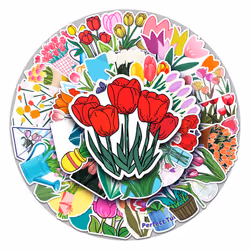 50pcs Tulip Flower Stickers Waterproof Vinyl Stickers Cute Funny Stickers for Laptop Tablet Phone Hydroflasks Water Bottle Bi ...