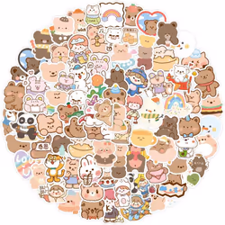 Cute Korean Bear Stickers 100pcs Kawaii  Stickers, Vinyl Waterproof Lovely Aesthetic Stickers Decals for Laptop Water Bottles ...