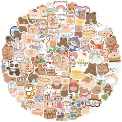 Cute Korean Bear Stickers 100pcs Kawaii  Stickers, Vinyl Waterproof Lovely Aesthetic Stickers Decals for Laptop Water Bottles Phone Scrapbooking