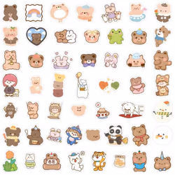 Cute Korean Bear Stickers 100pcs Kawaii  Stickers, Vinyl Waterproof Lovely Aesthetic Stickers Decals for Laptop Water Bottles Phone Scrapbooking