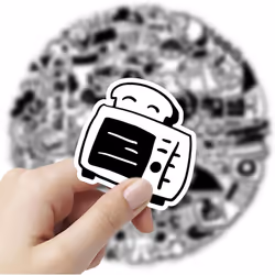 60Pcs Korean Style Stickers for Water Bottle Laptop Skateboard Bicycle Luggage Guitar DIY Decals Patches Vinyl Waterproof Stickers for Black&White