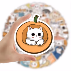 60Pcs Cartoon Cat Stickers for Kids Vinyl Waterproof Animals Stickers for Water Bottle Laptop Skateboard Bicycle Luggage Guitar Cup Decals