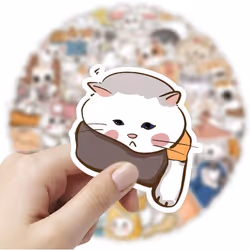 60Pcs Cartoon Cat Stickers for Kids Vinyl Waterproof Animals Stickers for Water Bottle Laptop Skateboard Bicycle Luggage Guitar Cup Decals