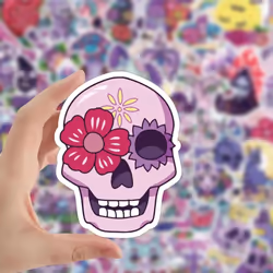 50pcs Cute Gothic Skull Stickers Vinyl Waterproof Cool Funny Decals Colorful Sticker for Laptop Phone Skateboard Luggage Water Bottle hydroflask