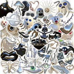 50Pcs Skeleton Stickers for Water Bottle, Waterproof Vinyl Stickers for Laptop, Luggage, Skateboard, Bike, Vintage Skull Stickers Pack for Adults