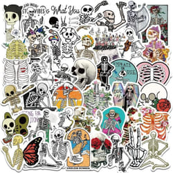 50PCS Gothic Skeleton Stickers,Waterproof Vinyl Skull Stickers for Water Bottle,Laptop,Luggage,Phone,Skateboard,Cars,Guitar,Luggage,Helmet,Bumper