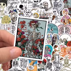 50PCS Gothic Skeleton Stickers,Waterproof Vinyl Skull Stickers for Water Bottle,Laptop,Luggage,Phone,Skateboard,Cars,Guitar,Luggage,Helmet,Bumper