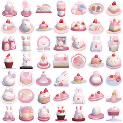 49Pcs Kawaii Stickers Pack,Waterproof Vinyl Pink Rabbit Stickers for Laptop Water Bottle Hydro Flask Scrapbooking Journaling,Aesthetic Cute Sticker
