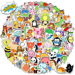 100 Pcs Cute Animal Stickers for Kids Water Bottle Stickers Waterproof Vinyl Hydroflask Phone Skateboard Laptop Stickers, Aesthetic Sticker Packs