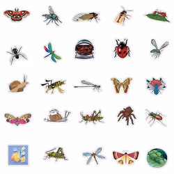 Insect Water Bottle Stickers Waterproof Vinyl 50pcs Stickers for Laptop Computer Phone Bumper Skateboard Luggage Bug Stickers for Teenager Kids