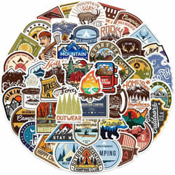 Outdoor Adventure Camping Stickers, Hiking Travel Stickers Waterproof Vinyl Decals for Hydro Flask Water Bottle Scrapbook Laptop Skateboard Car