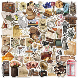 100Pcs Vintage Aesthetic Stickers, Cottagecore Stickers, Retro Stickers for Journaling and Scrapbooking, Vinyl Decal for Kids Teens Adults