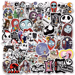 Nightmare Before Christmas Halloween Stickers 50 Pack, Cute Vinyl Waterproof Decals for Laptop, Water Bottles, Guitar, Skateb ...