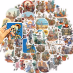 Skull Stickers for Water Bottle, Graffiti Vintage Skeleton Stickers Pack for Laptop Skateboard Hydr Flask Scrapbooking Waterproof Vinyl Decals