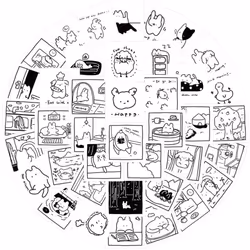 Kawaii Cartoon Black and White Stickers for Water Bottle Laptop Computer Cute Vinyl Reusable Waterproof Stickers for Kids 40 ...