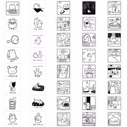 Kawaii Cartoon Black and White Stickers for Water Bottle Laptop Computer Cute Vinyl Reusable Waterproof Stickers for Kids 40 Pcs