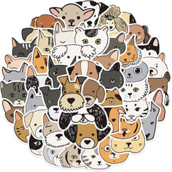 Cute Funny Cat Dog Animal Stickers for Laptop Water Bottles Kawaii Vinyl Waterproof Stickers for Kids Teens Adults 50 Pcs