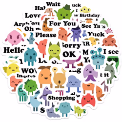 Cartoon Little Monster Stickers Vinyl Waterproof Reusable Quote Deco Stickers for Water Bottles Laptop Skateboard Journal Pho ...