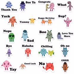 Cartoon Little Monster Stickers Vinyl Waterproof Reusable Quote Deco Stickers for Water Bottles Laptop Skateboard Journal Phone Cute Stickers 46 Pcs