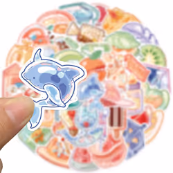 Cute Cartoon Small Glass Objects Stickers for Water Bottles Laptop Journal Kawaii Waterproof Vinyl Reusable Graffiti Aesthetic Stickers 40 Pcs