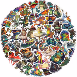 50Pcs Psychedelic Frog Stickers Pack, Waterproof Vinyl Stickers for Water Bottle, Luggage, Skateboard, Laptop, Bike, Funny De ...