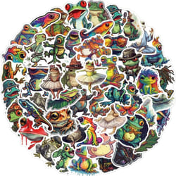 50Pcs Psychedelic Frog Stickers Pack, Waterproof Vinyl Stickers for Water Bottle, Luggage, Skateboard, Laptop, Bike, Funny Decal Stickers for Adults