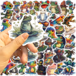 50Pcs Psychedelic Frog Stickers Pack, Waterproof Vinyl Stickers for Water Bottle, Luggage, Skateboard, Laptop, Bike, Funny Decal Stickers for Adults
