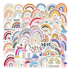 60pcs Rainbow Stickers,Boho Rainbow Stickers,Colorful Rainbow Vinyl Waterproof Decal,for Water Bottle,Phone,Laptop,Skateboard,Wall,or Party Favors