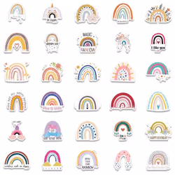 60pcs Rainbow Stickers,Boho Rainbow Stickers,Colorful Rainbow Vinyl Waterproof Decal,for Water Bottle,Phone,Laptop,Skateboard,Wall,or Party Favors