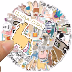 50pcs Cute Alpaca Vinyl Decal Stickers - Animal Vinyl Stickers for Laptop,Hydroflask,phonecase, Cute Animal Stickers for Teens Kids Adults Girls