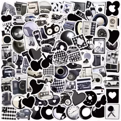 100Pcs Black and White Stickers for Water Bottle, Waterproof Vinyl Small Stickers for Laptop, Luggage, Skateboard, Bike, Vint ...