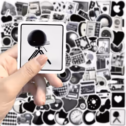 100Pcs Black and White Stickers for Water Bottle, Waterproof Vinyl Small Stickers for Laptop, Luggage, Skateboard, Bike, Vintage Graffiti Stickers