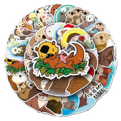 Otter Waterproof Vinyl Stickers Decorative Stickers for Waterbottles Notebook Laptop Tablet Cup Car Scrapbook ,Cartoon Animals Decals(Otter-50Pcs)