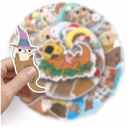 Otter Waterproof Vinyl Stickers Decorative Stickers for Waterbottles Notebook Laptop Tablet Cup Car Scrapbook ,Cartoon Animals Decals(Otter-50Pcs)