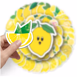 Lemon Stickers Pack Waterproof Vinyl Stickers for Hydroflasks Laptop Cup Waterbottles Car Notebook Luggage,Trendy Fruit Decals Pack(Lemon-50Pcs)