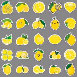 Lemon Stickers Pack Waterproof Vinyl Stickers for Hydroflasks Laptop Cup Waterbottles Car Notebook Luggage,Trendy Fruit Decals Pack(Lemon-50Pcs)