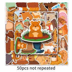 Lovely Marmot Vinyl Stickers Decorative Waterproof Stickers for Waterbottles Notebook Hydroflasks Cup Car Scrapbook,Animals Decals Pack(50Pcs)