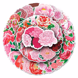 Aesthetic Peony Vinyl Stickers Waterproof Decorative Stickers for Waterbottles Notebook Laptop Cup Car Scrapbook,Trendy Flowe ...