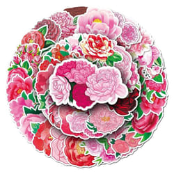 Aesthetic Peony Vinyl Stickers Waterproof Decorative Stickers for Waterbottles Notebook Laptop Cup Car Scrapbook,Trendy Flowers Decals Pack(50Pcs)