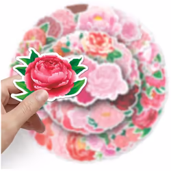 Aesthetic Peony Vinyl Stickers Waterproof Decorative Stickers for Waterbottles Notebook Laptop Cup Car Scrapbook,Trendy Flowers Decals Pack(50Pcs)