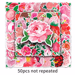 Aesthetic Peony Vinyl Stickers Waterproof Decorative Stickers for Waterbottles Notebook Laptop Cup Car Scrapbook,Trendy Flowers Decals Pack(50Pcs)