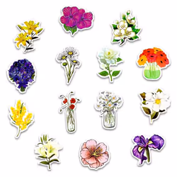 Vinyl Spring Flower Stickers Pack 50 Pcs Cute Flower Decals for Laptop Ipad Car Luggage Water Bottle Helmet