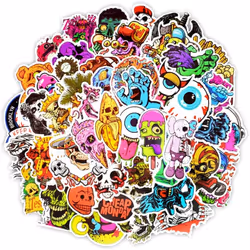 Vinyl Horror Stickers 50 Pcs Scary Stickers Pack Horror Decals Stoner Stickers for Laptop Ipad Car Luggages Water Bottle Helm ...