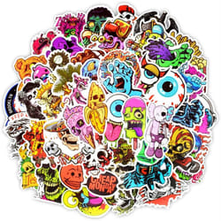 Vinyl Horror Stickers 50 Pcs Scary Stickers Pack Horror Decals Stoner Stickers for Laptop Ipad Car Luggages Water Bottle Helmet