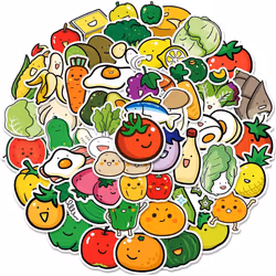 Fruit and Vegetable Stickers for Kids 50Pcs Waterproof Vinyl Decals for Water Bottles,Refrigerator Luggage,Computer Mobile Ph ...
