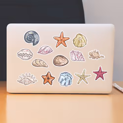 Lovely Shell Stickers Pack 50Pcs Waterproof Vinyl Stickers for Laptop Tablet Flasks Waterbottle Luggage Phone Notebook Scrapbook,Cartoon Decals Pack